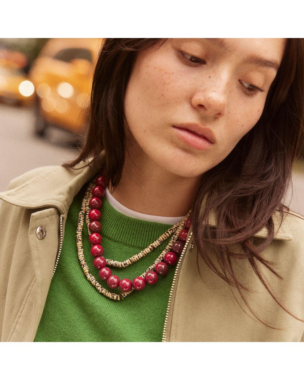 Bead Notes BaubleBar Mini Jane Semi-precious Beaded Necklace in Red | Lyst
