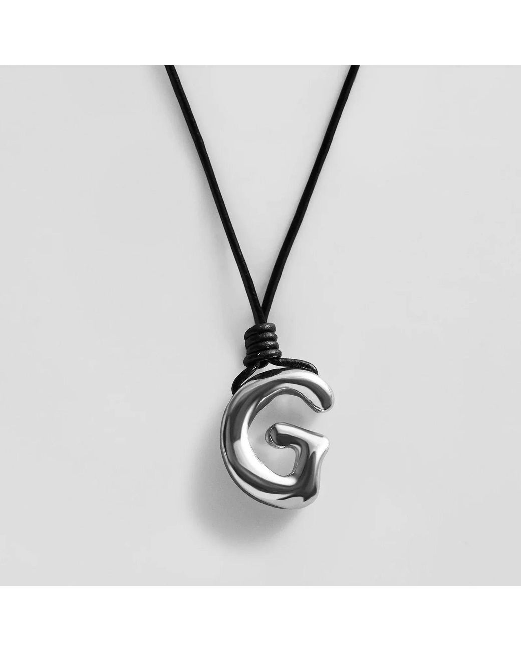 BaubleBar Metallic Cord Initial Necklace