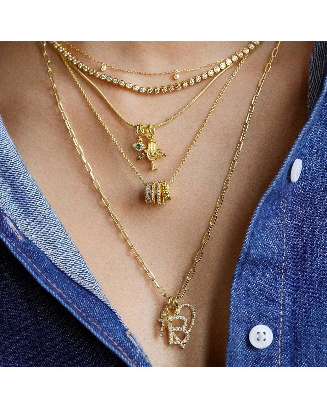 BaubleBar White Pavé Initial Cluster Charm