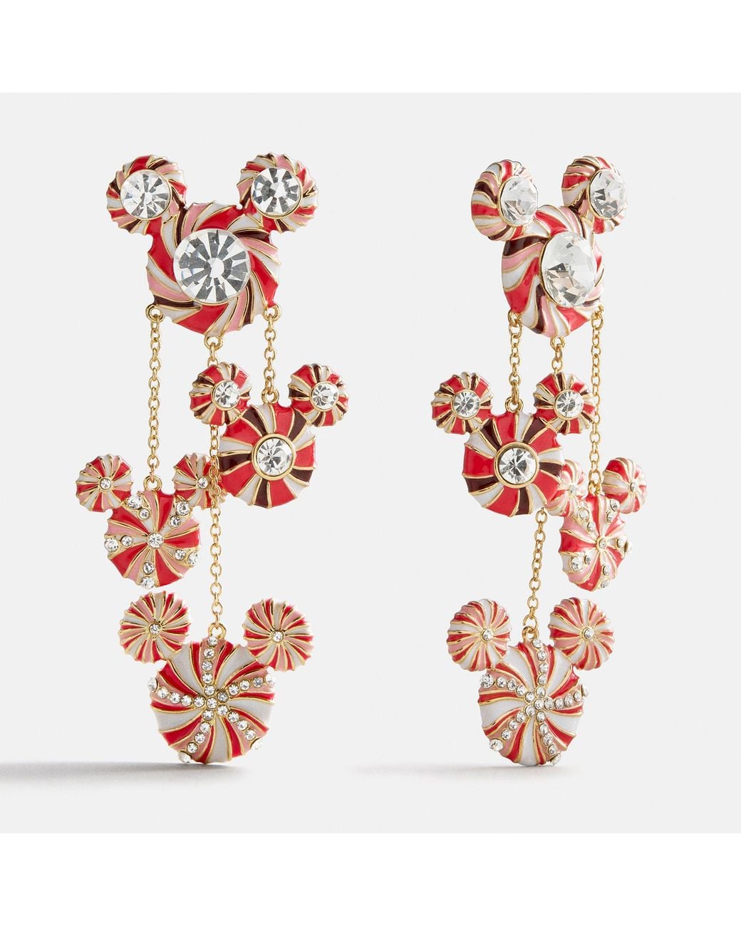 BaubleBar Disney Mickey Mouse Candy Cane Statement Earrings in Red | Lyst