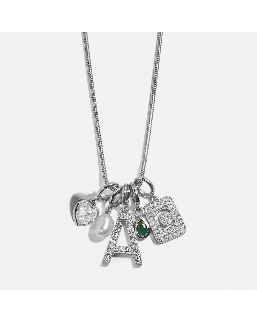 BaubleBar White Silver Pave Initial Cluster Charm