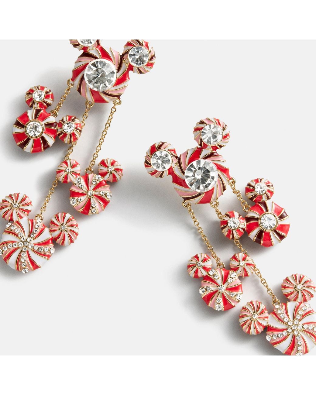 BaubleBar Disney Mickey Mouse Candy Cane Statement Earrings in Red | Lyst