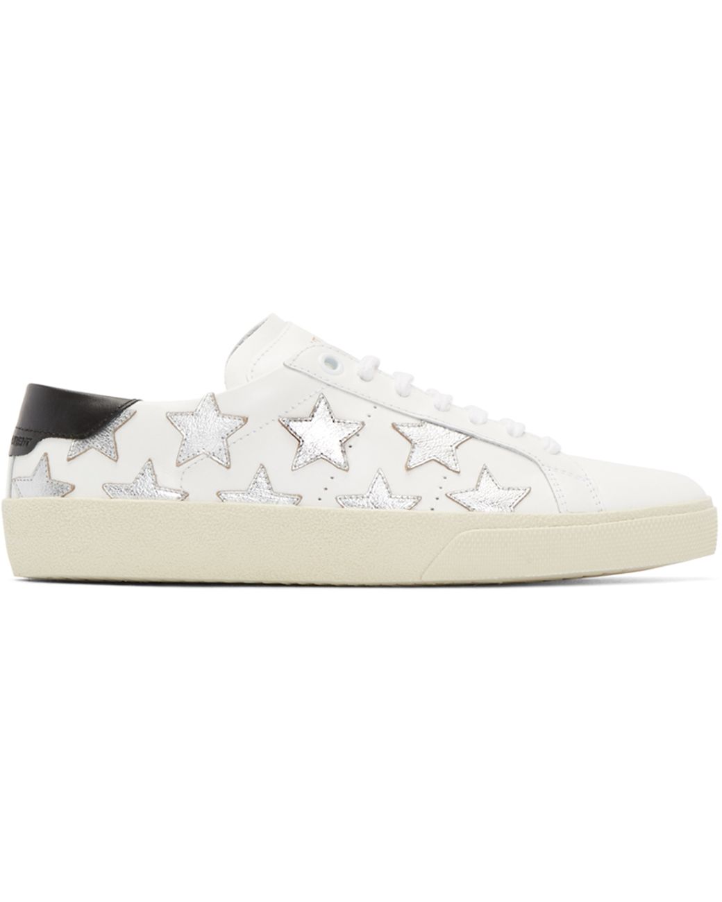 Saint Laurent White & Silver Stars Court Classic Sneakers | Lyst display picture 3