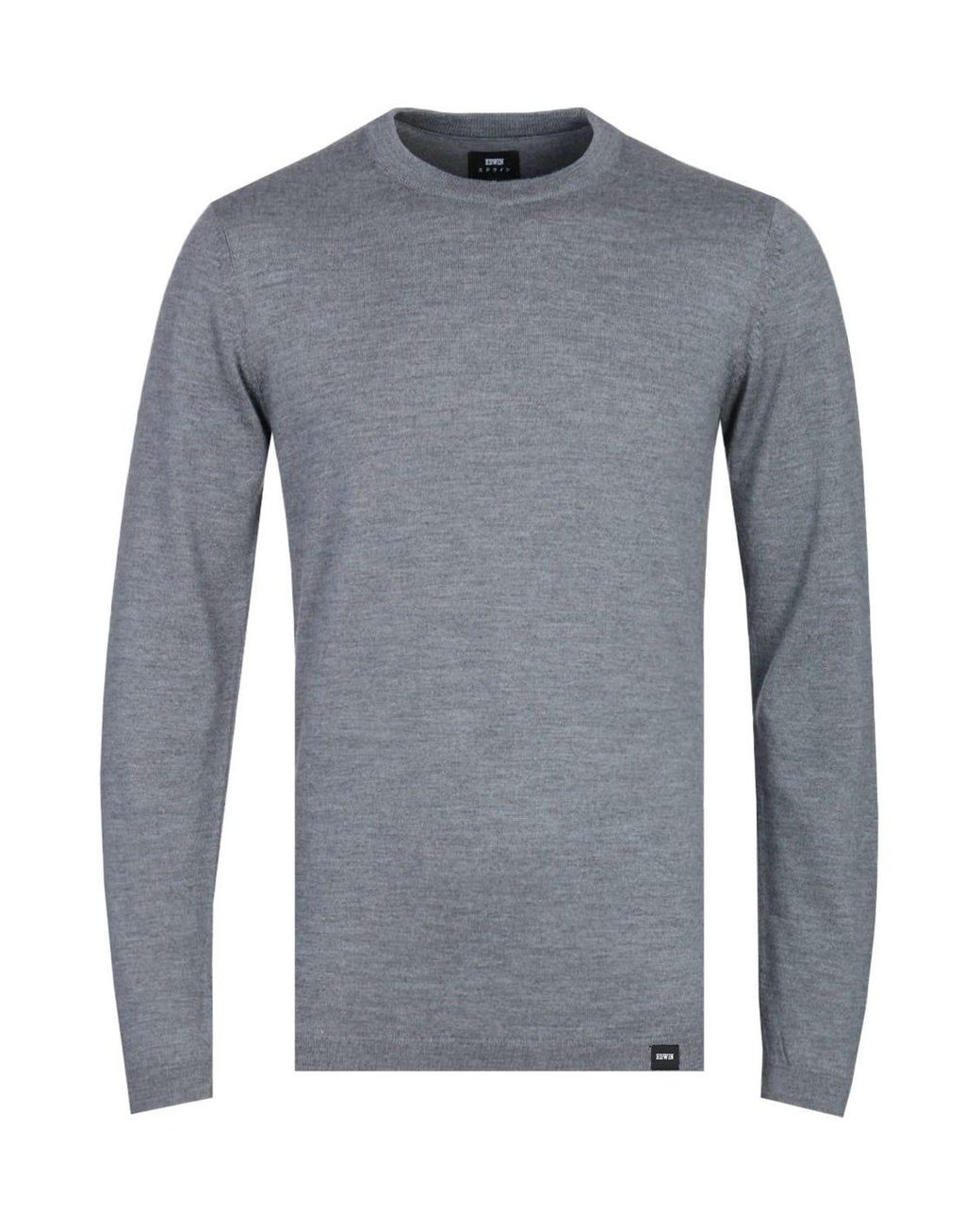 Edwin Merino Wool Grey Heather Crew Neck Sweater in Gray for Men - Lyst