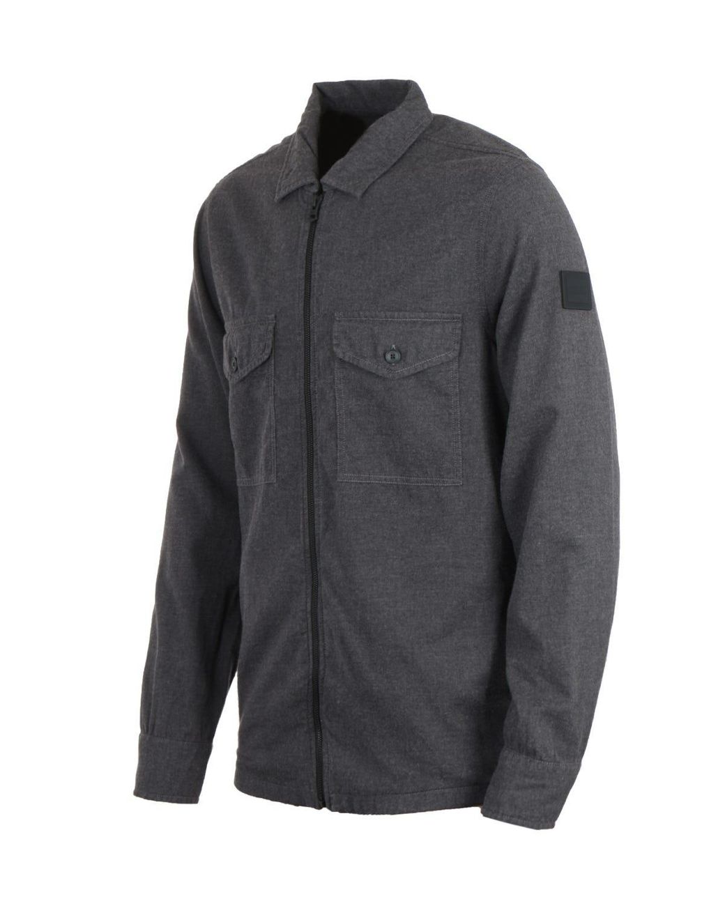 HUGO BOSS Cotton Lom Zip Dark Overshirt 