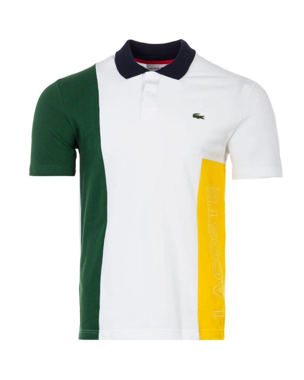 Lacoste Colour Block Stretch Cotton Polo Shirt in White for Men | Lyst  Canada