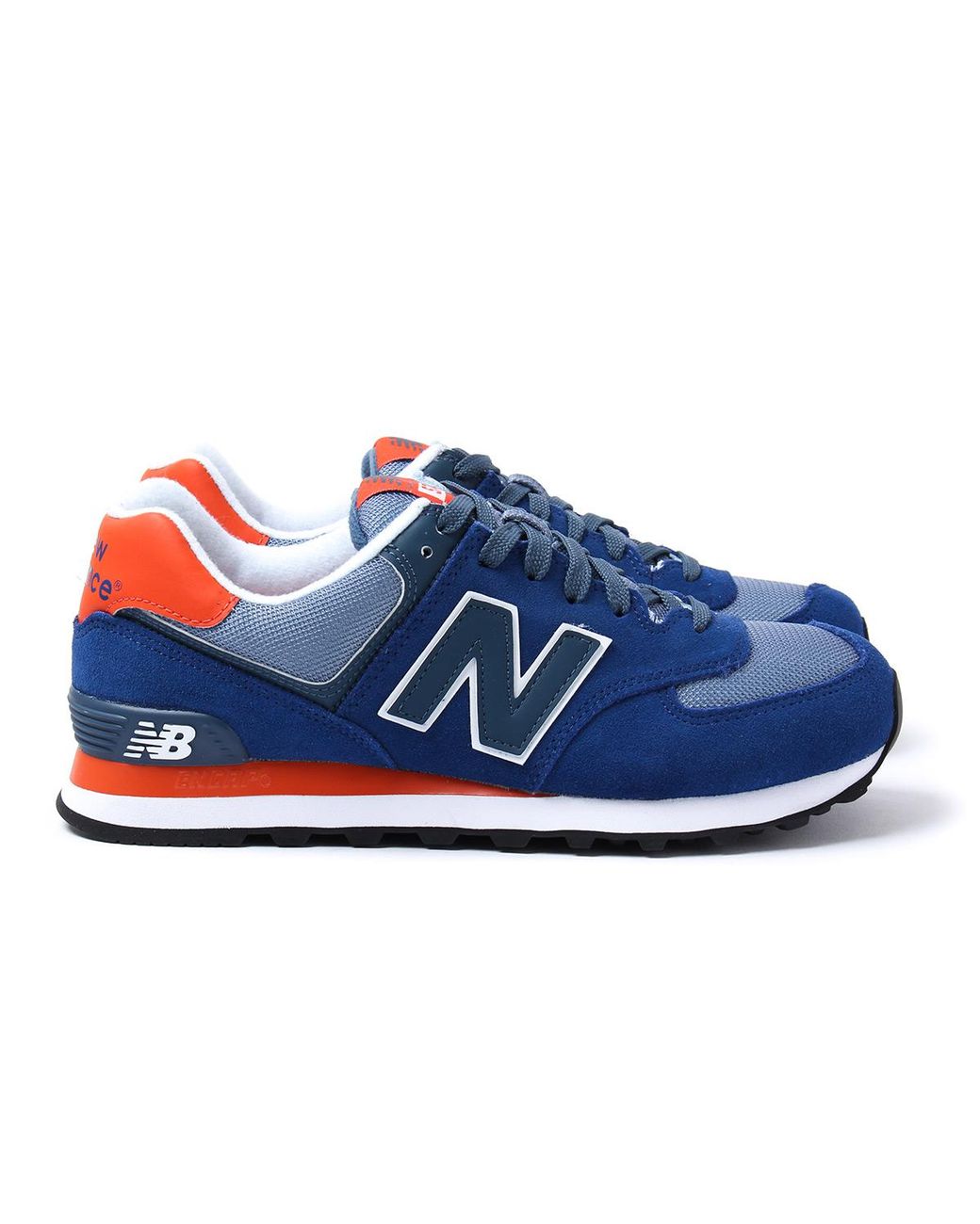 New Balance 574 Royal Blue & Orange Suede Trainers for Men | Lyst