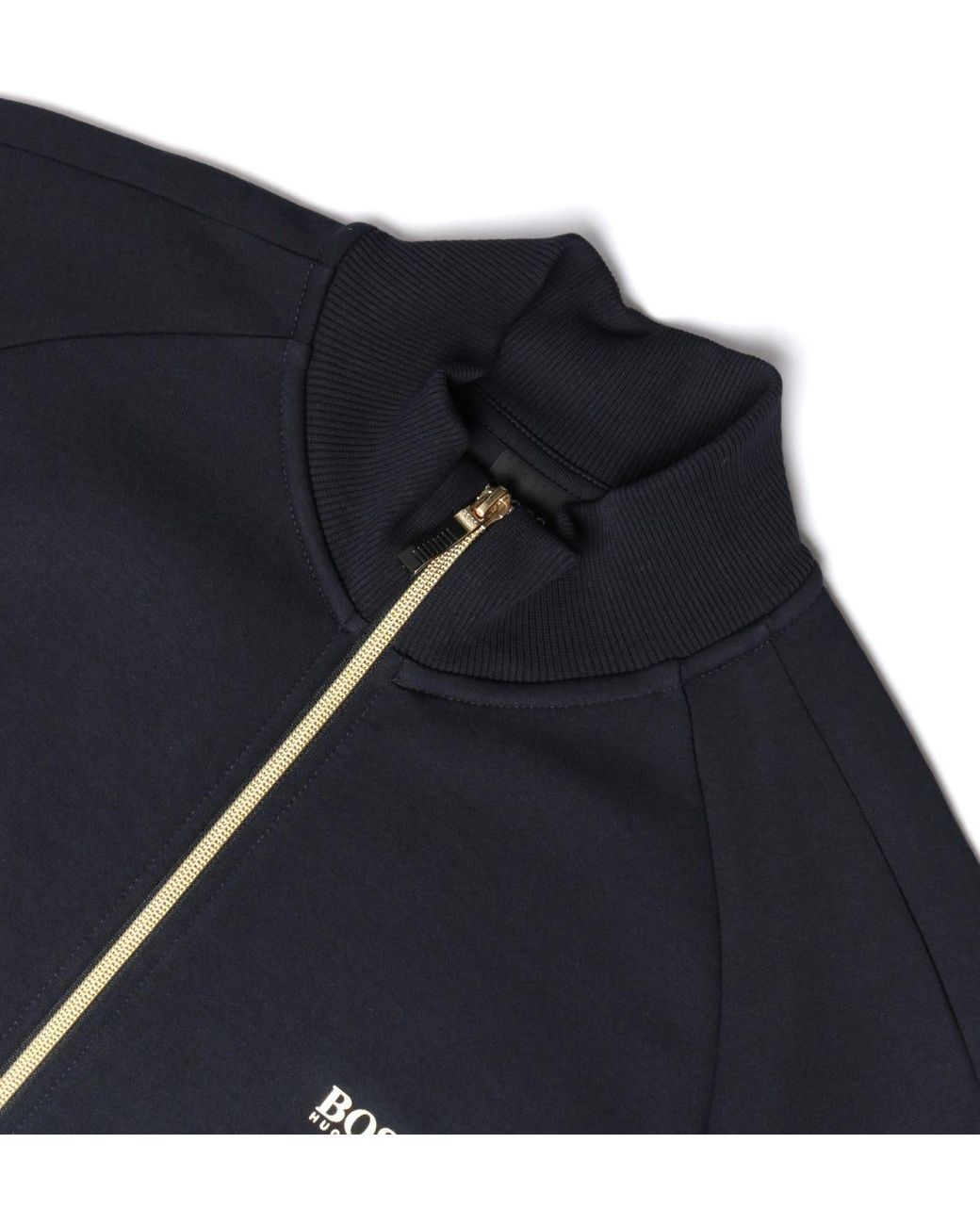 BOSS by HUGO BOSS Skaz 1 Zip Through Navy & Gold Sweatshirt in Blue for Men  | Lyst