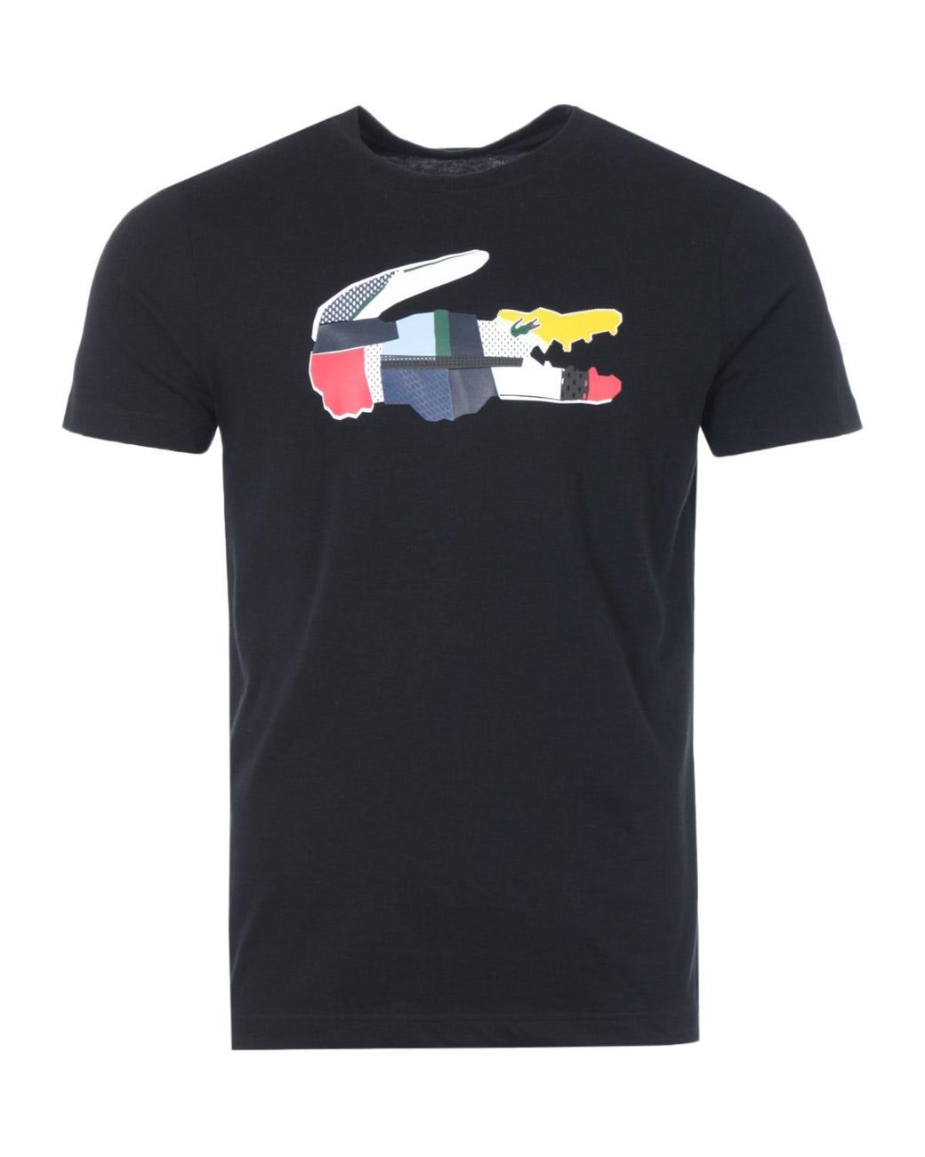 Lacoste Sport Patchwork Crocodile Print Organic T-shirt in Black for ...