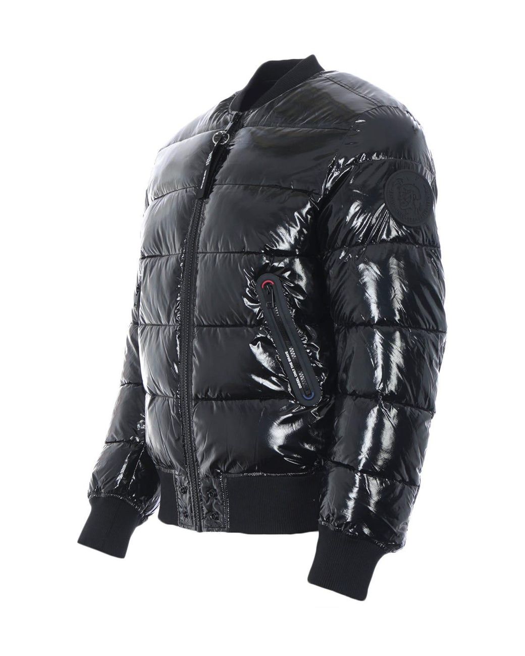 Puffer Bomber Jacket in Black for Men 