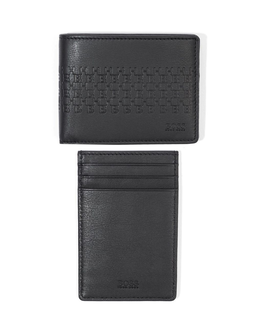 BOSS by HUGO BOSS Monogram Leather Wallet & Card Holder Gift Box Set in ...