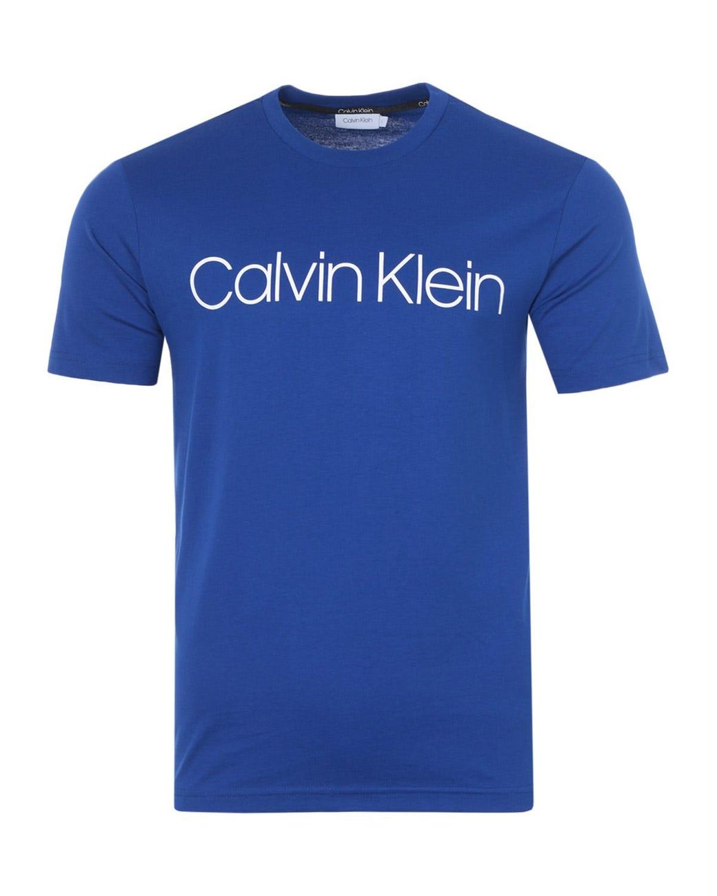 Calvin Klein Front Logo Organic Cotton T-shirt in Blue for Men | Lyst