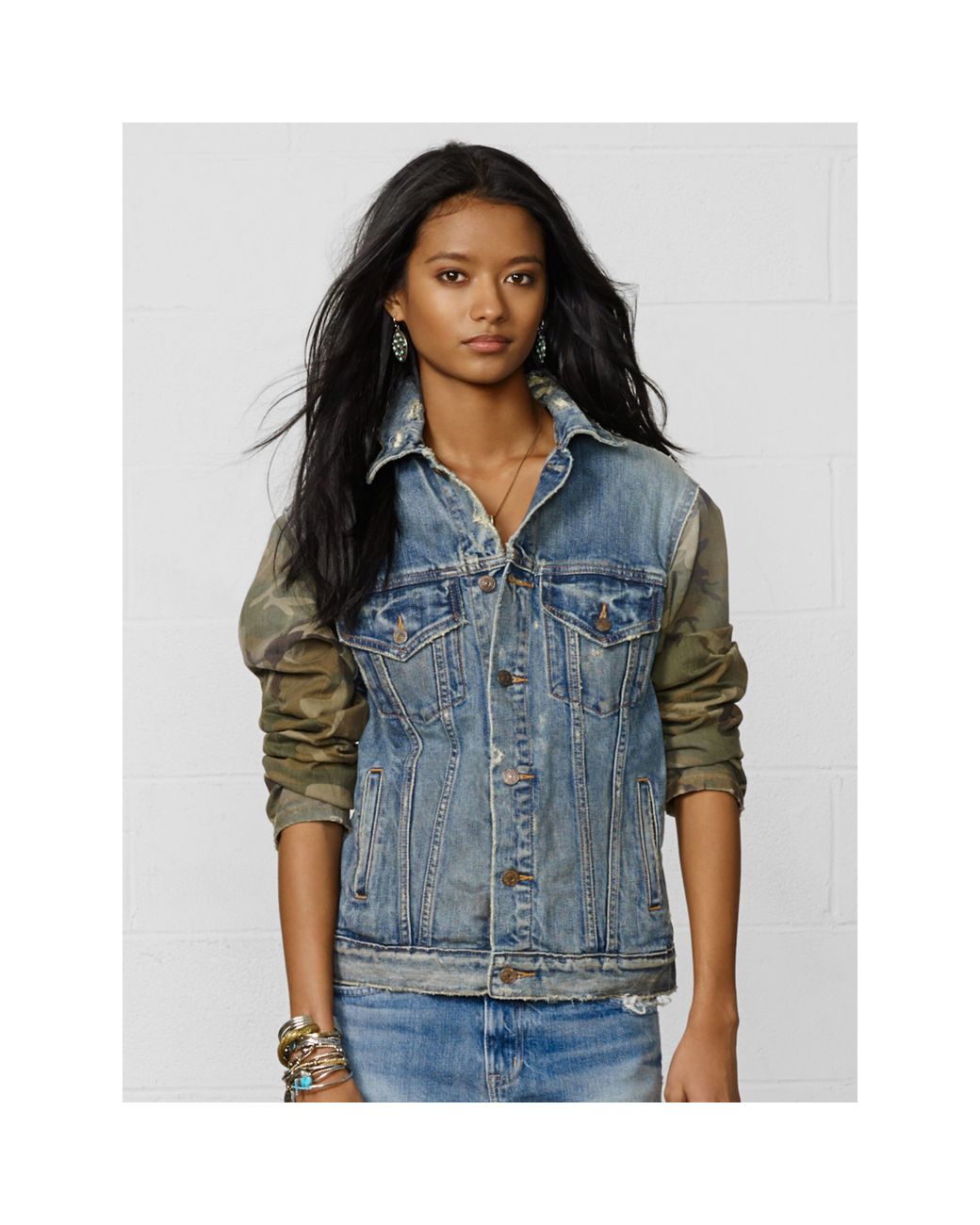 Denim & Supply Ralph Lauren Camo-Sleeved Trucker Jacket in Blue | Lyst