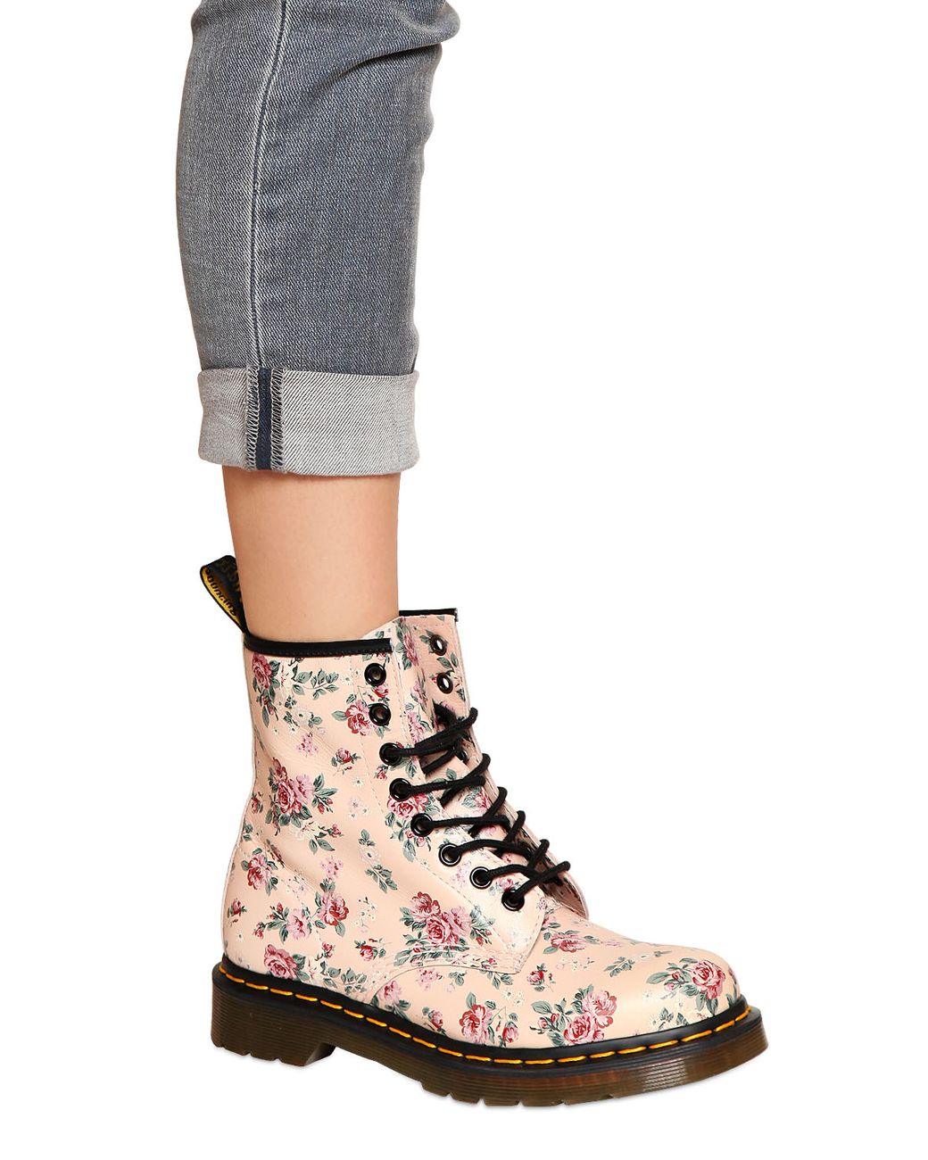 Pink floral doc martens sales