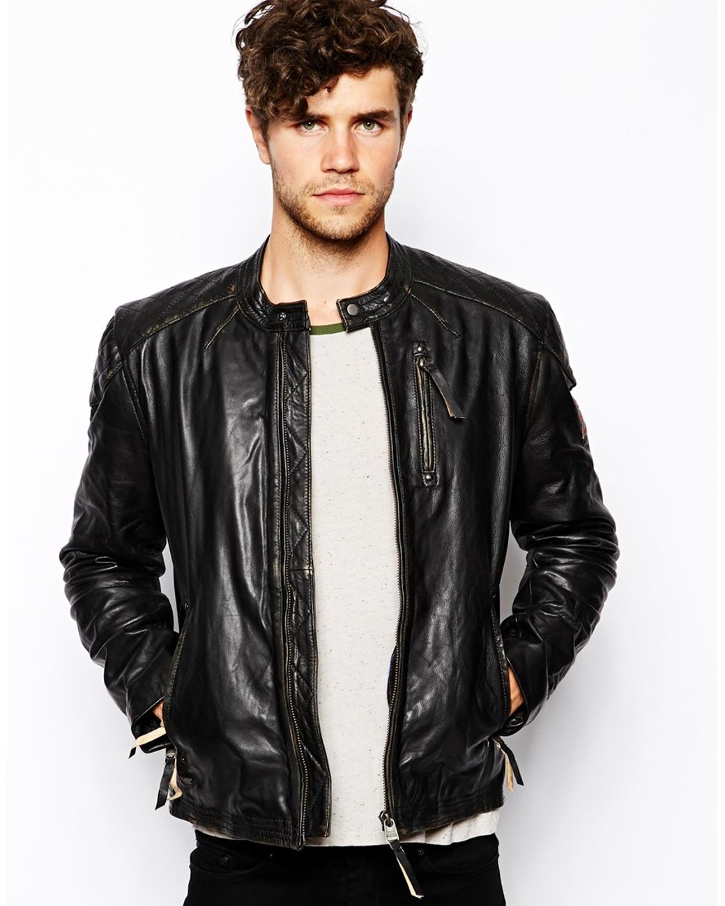 Pepe Jeans Leather Jacket Lennon in 