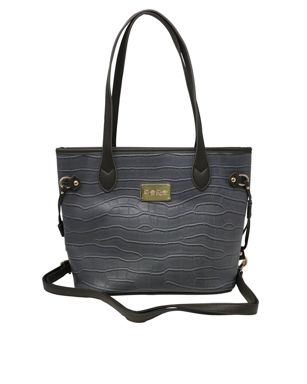 Bebe Denim Micca Croc Tote Bag In Grey Gray Save 60 Lyst