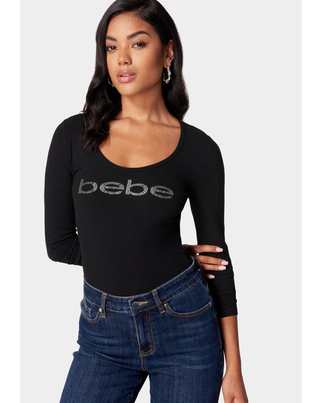 Bebe Logo Cropped Rib Top