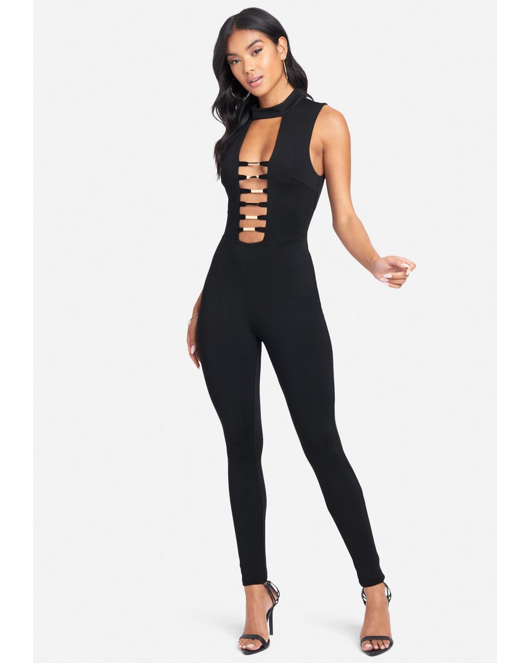 Black and gold womens jumpsuit Clearance