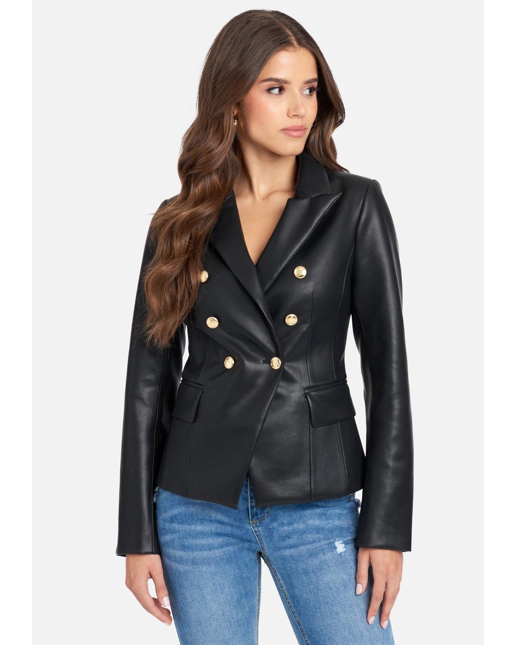 bebe black leather jacket