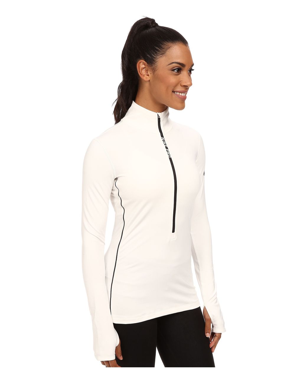 Nike Pro Hyperwarm Half Zip in White | Lyst