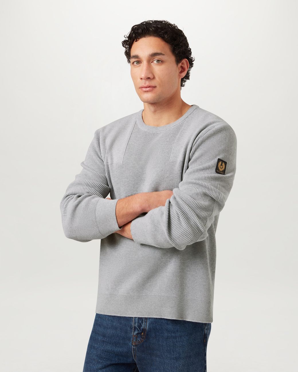 Belstaff Gray Men's Commander Crewneck Jumper Organic Cotton for men