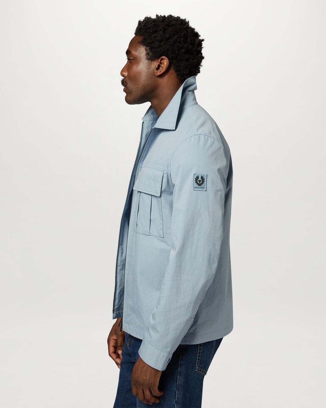 Belstaff Blue Men's Cargo Overshirt Compact Technical Cotton for men