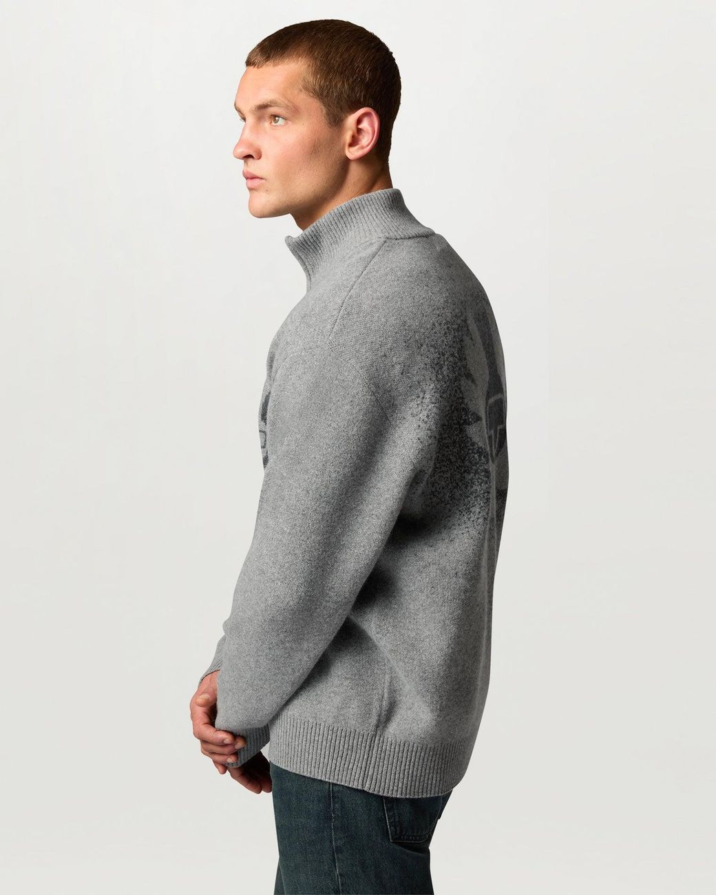 Belstaff Gray Men's Competition Spray Graphic Knit Wool Blend for men