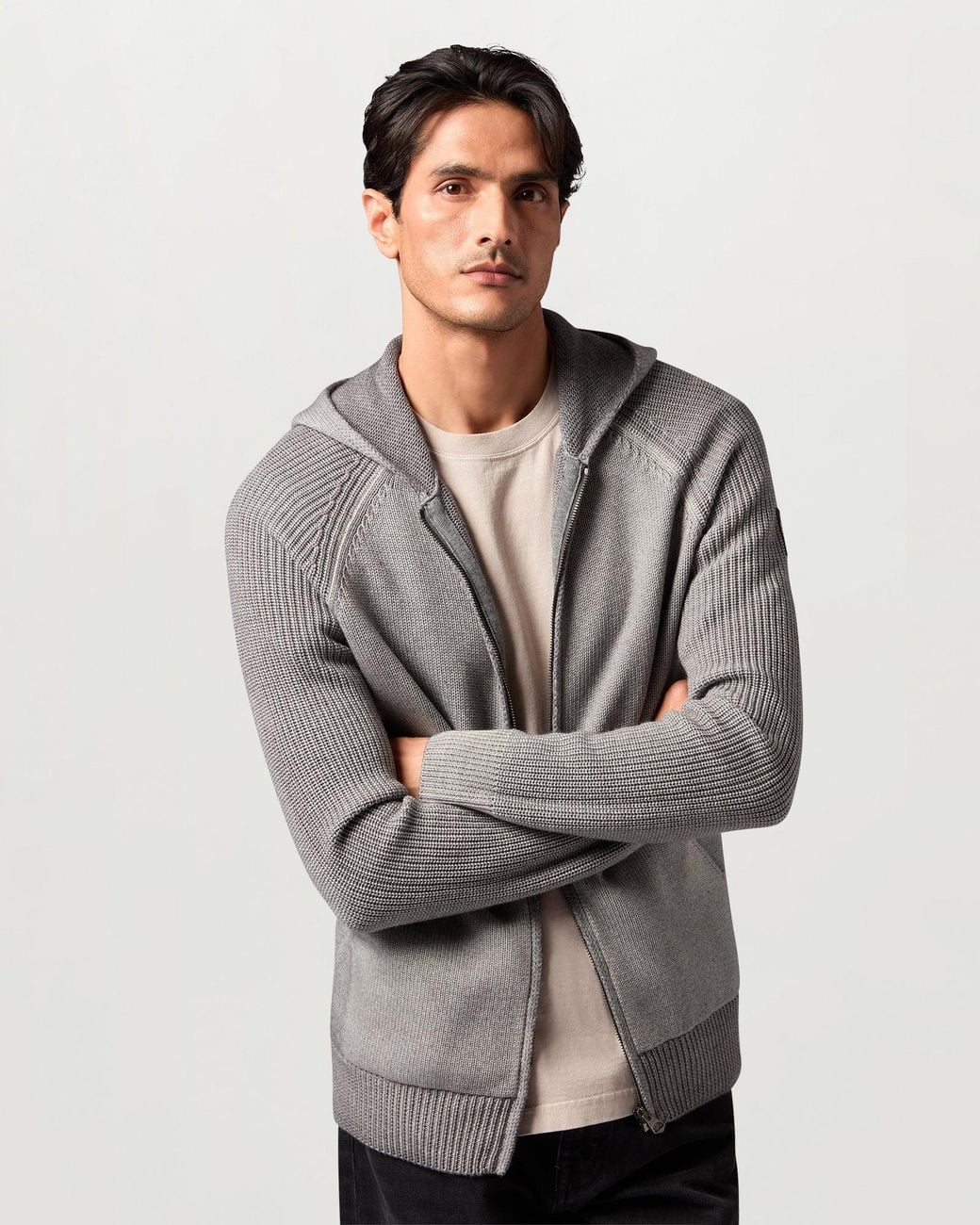 Belstaff Gray Men's Garment Dye Aspect Full Zip Merino Wool for men