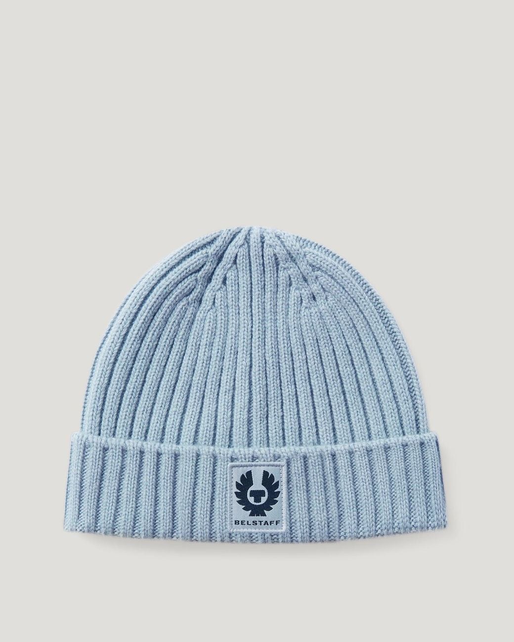 Belstaff Blue Unisex Watch Beanie Hat Lambswool