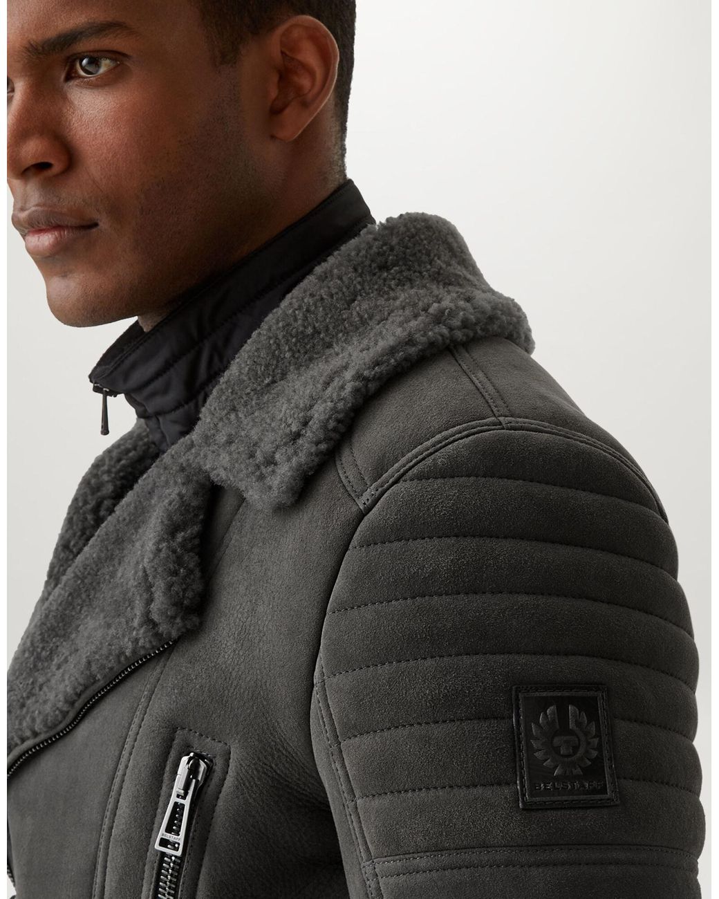 Belstaff Fur Fraser Shearling Jacket in Granite Grey (Gray) for Men | Lyst