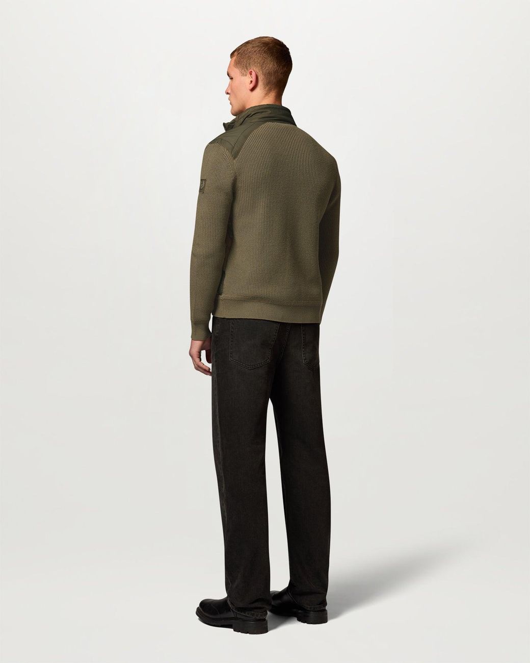 Belstaff Green Men's Compound Cardigan Down Merino Wool for men