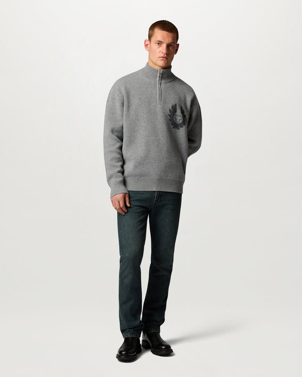 Belstaff Gray Men's Competition Spray Graphic Knit Wool Blend for men