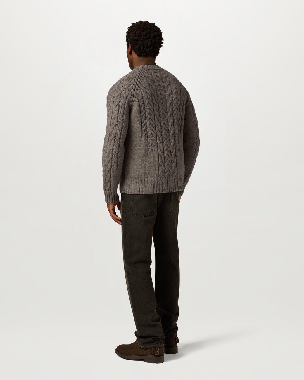 Belstaff Gray Men's Harrow Cable Knit Crew Lambswool for men