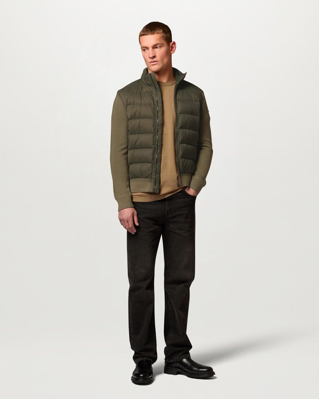Belstaff Green Men's Compound Cardigan Down Merino Wool for men