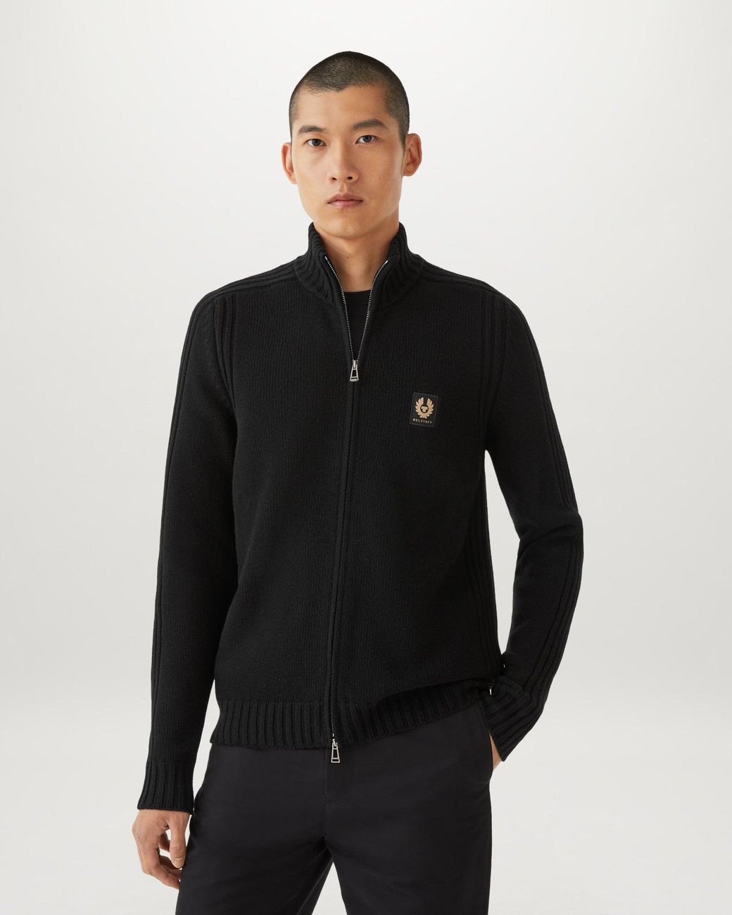 Belstaff Black Men's Watch Zip Cardigan Lambswool for men