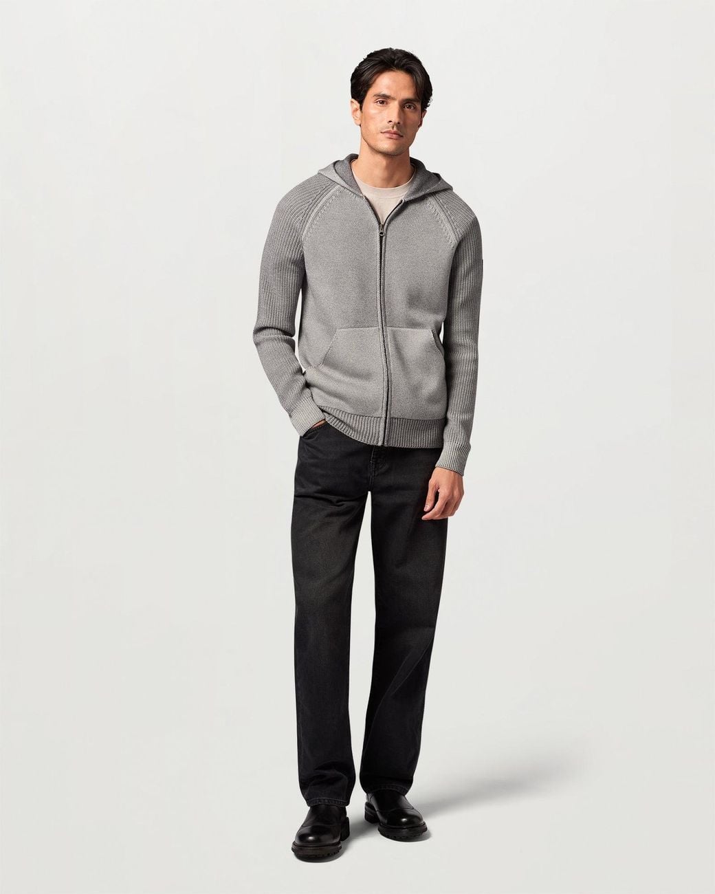 Belstaff Gray Men's Garment Dye Aspect Full Zip Merino Wool for men