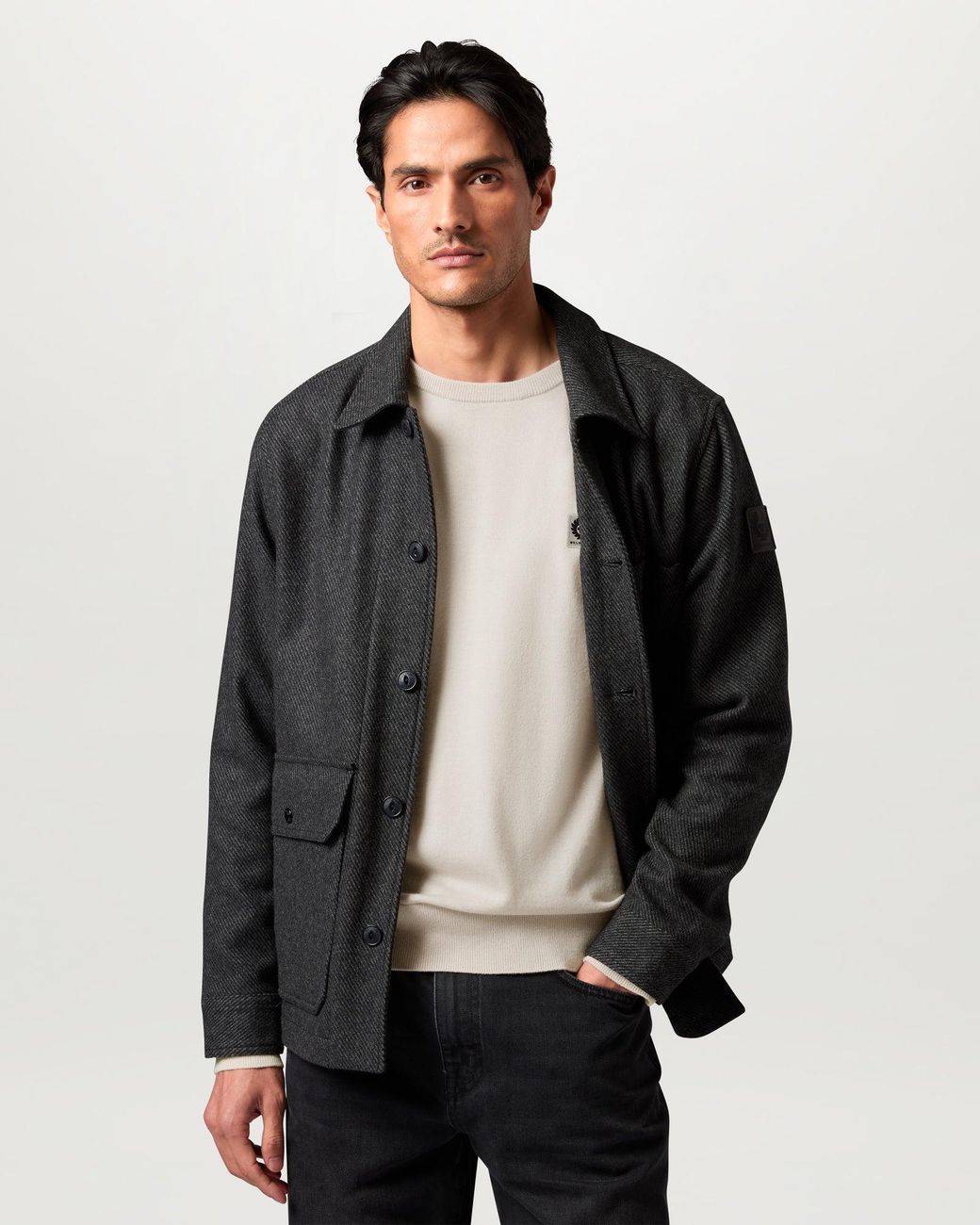 Belstaff Natural Men's Colden Merino Crew Neck Wool for men