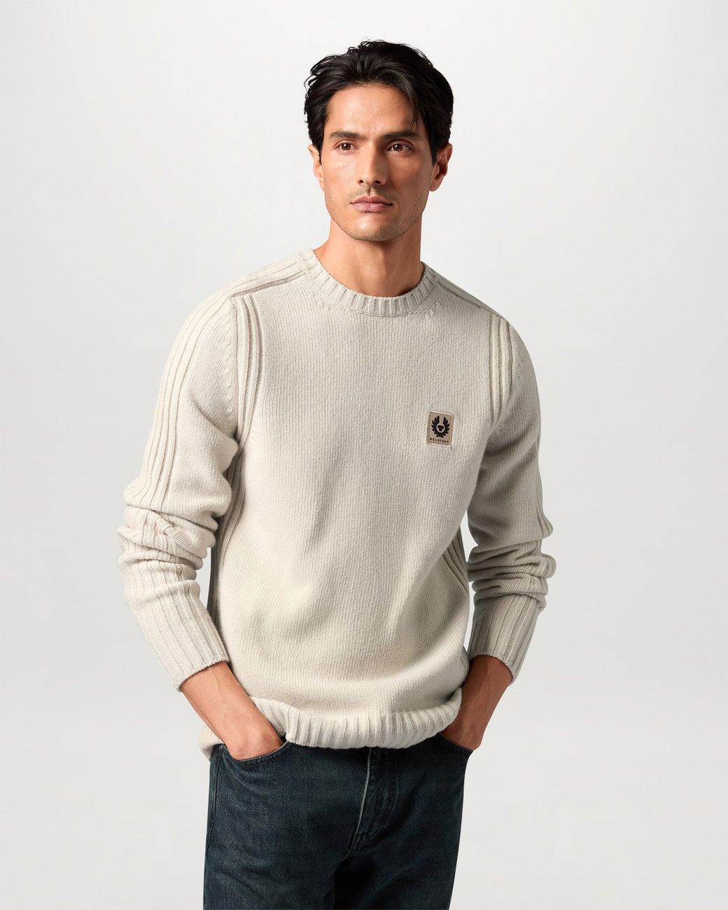 Belstaff Natural Men's Watch Crewneck Jumper Lambswool for men