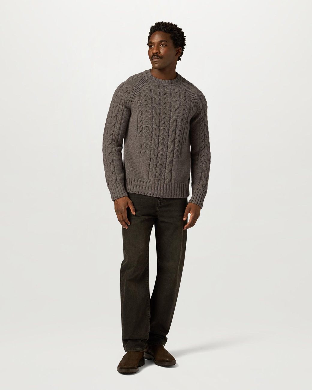 Belstaff Gray Men's Harrow Cable Knit Crew Lambswool for men
