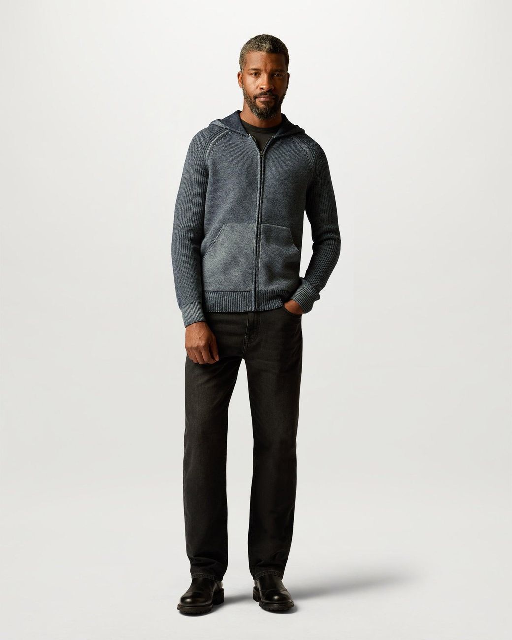 Belstaff Gray Men's Garment Dye Aspect Full Zip Merino Wool for men