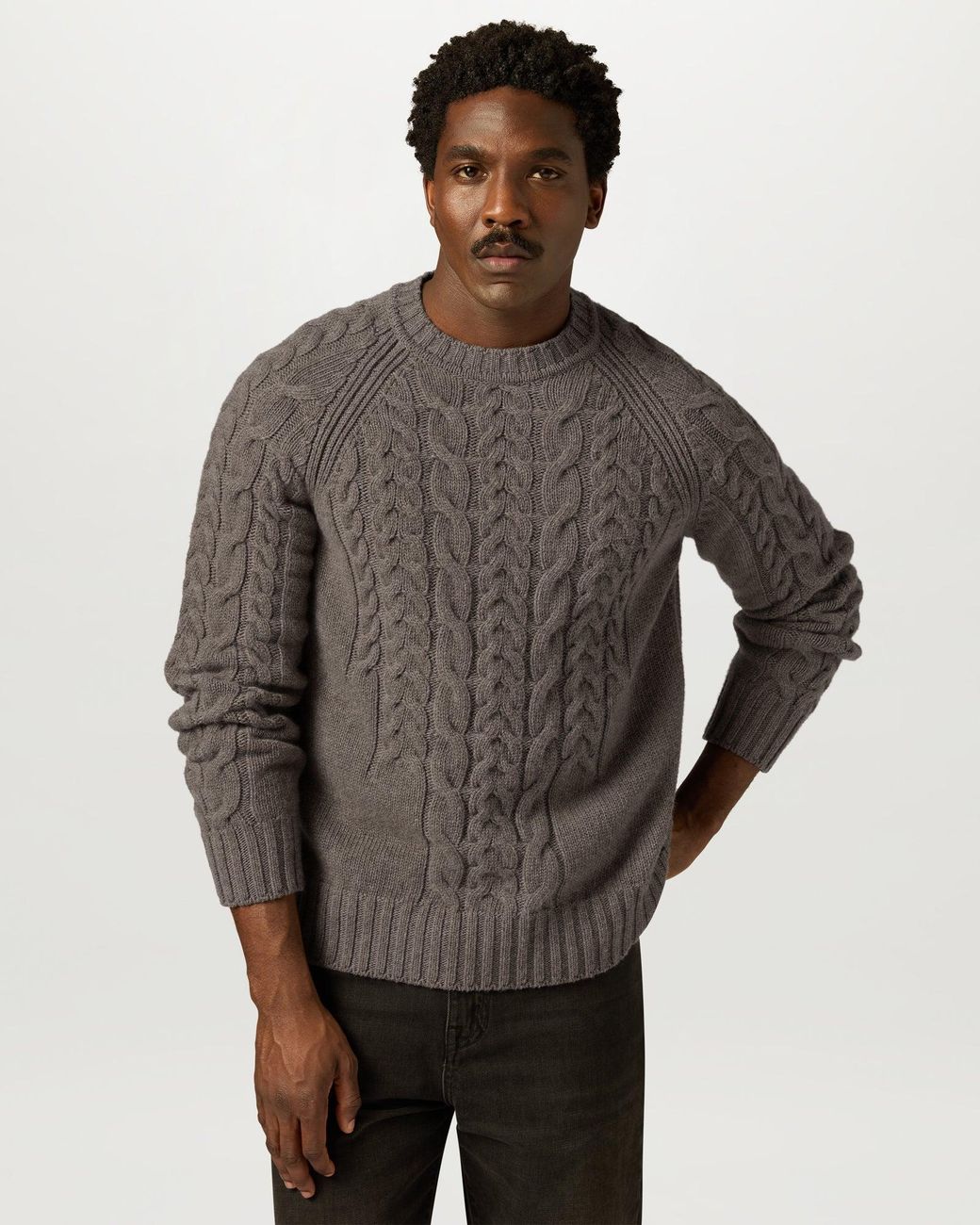 Belstaff Gray Men's Harrow Cable Knit Crew Lambswool for men