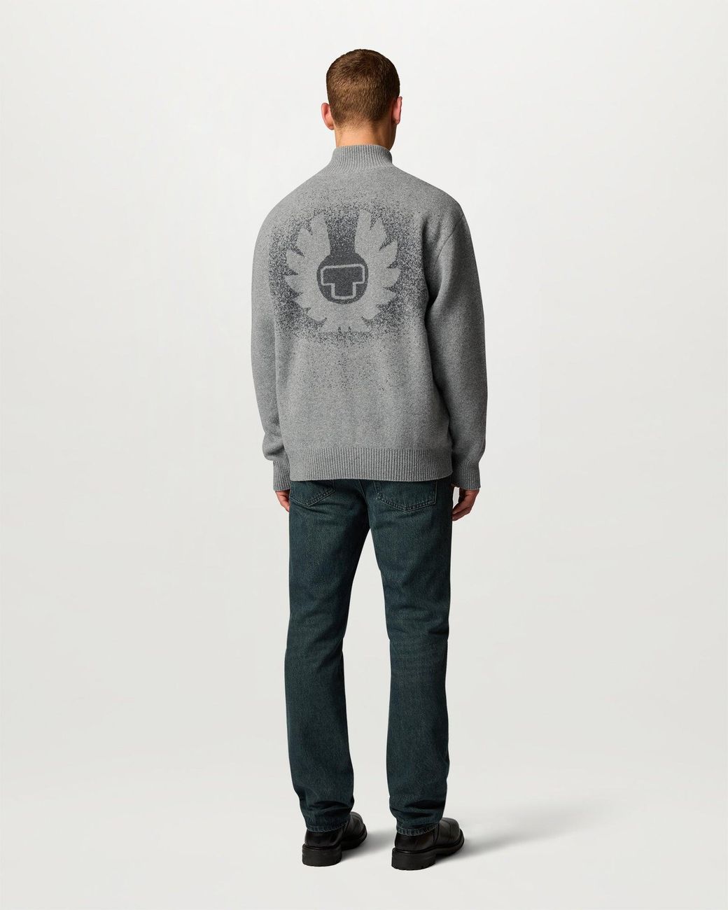 Belstaff Gray Men's Competition Spray Graphic Knit Wool Blend for men