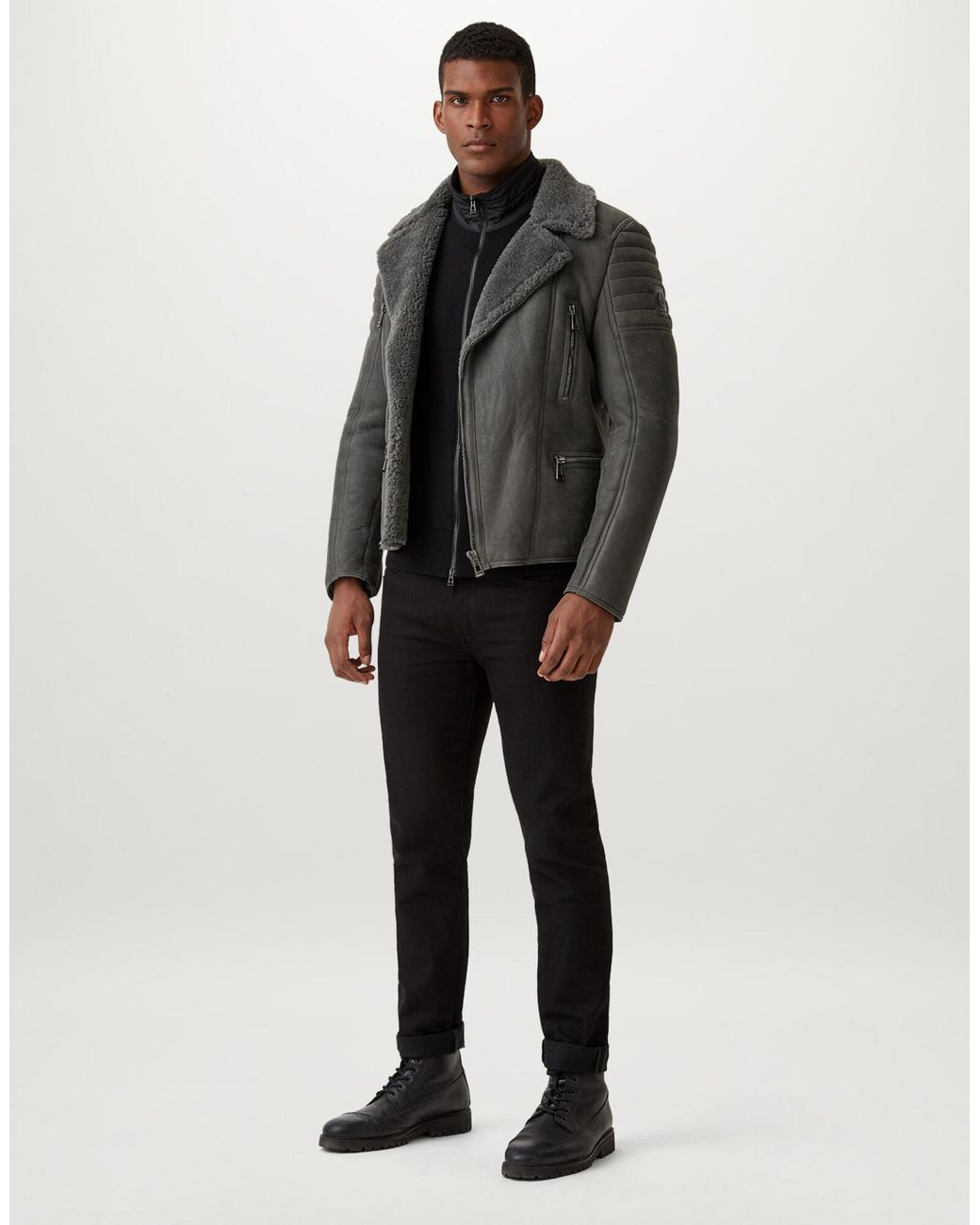 Belstaff Fraser Shearling Jacket in Gray for Men | Lyst