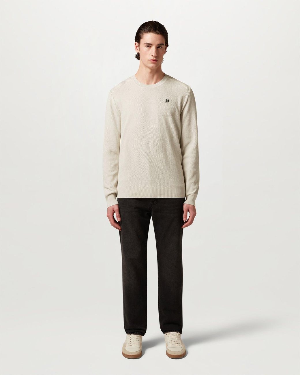 Belstaff Natural Men's Coast Knitted Jumper Cotton Silk Pique for men