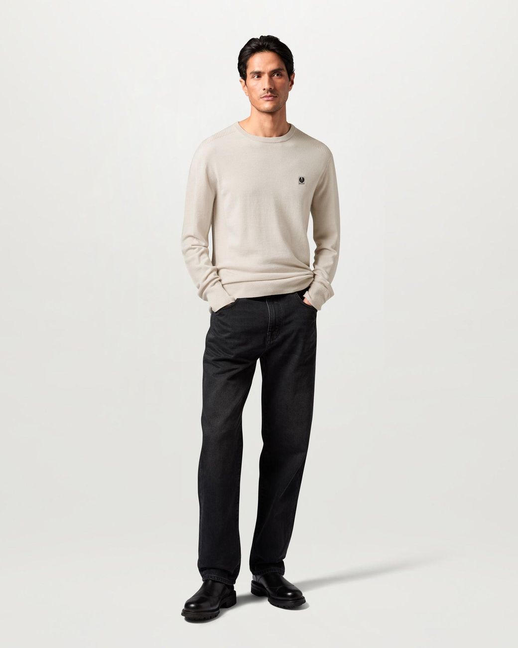 Belstaff Natural Men's Colden Merino Crew Neck Wool for men