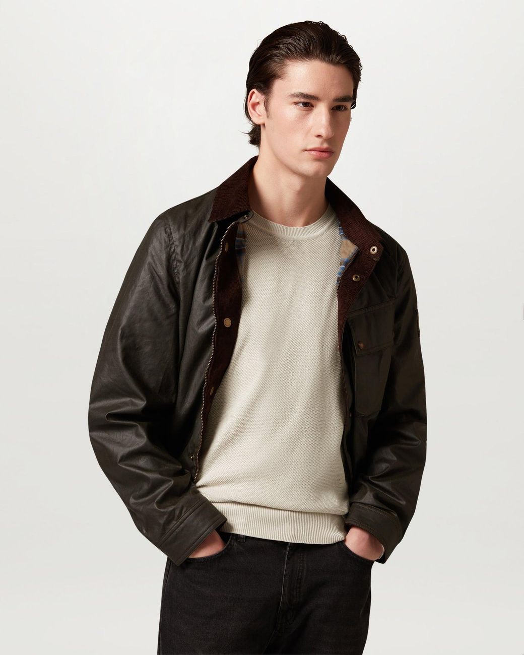 Belstaff Natural Men's Coast Knitted Jumper Cotton Silk Pique for men
