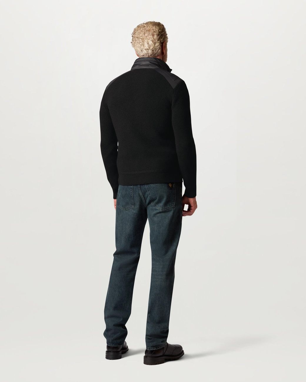 Belstaff Black Men's Compound Cardigan Down Merino Wool for men
