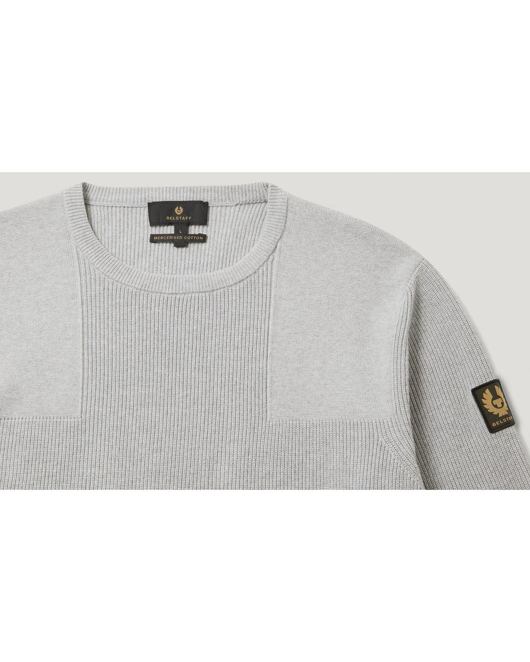Belstaff Gray Men's Commander Crewneck Jumper Organic Cotton for men