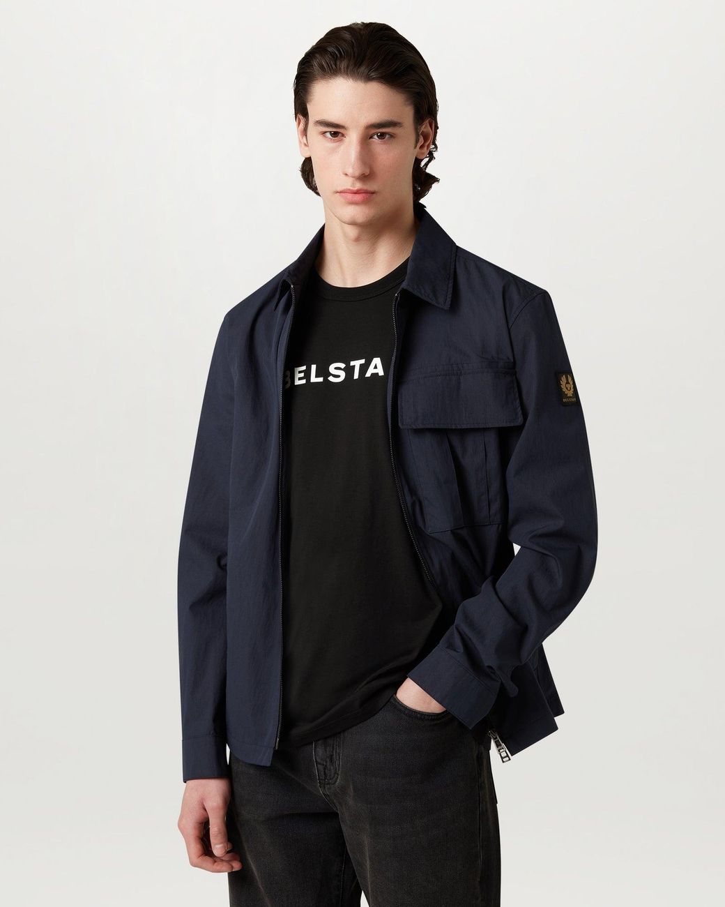 Belstaff Black Men's Logo T-shirt Cotton Jersey for men