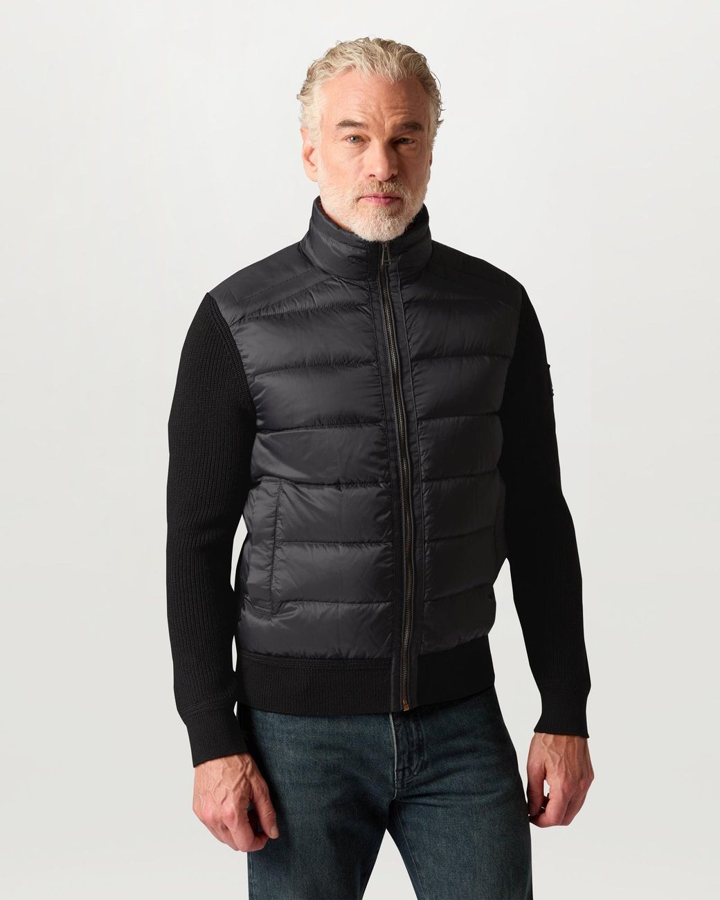 Belstaff Black Men's Compound Cardigan Down Merino Wool for men